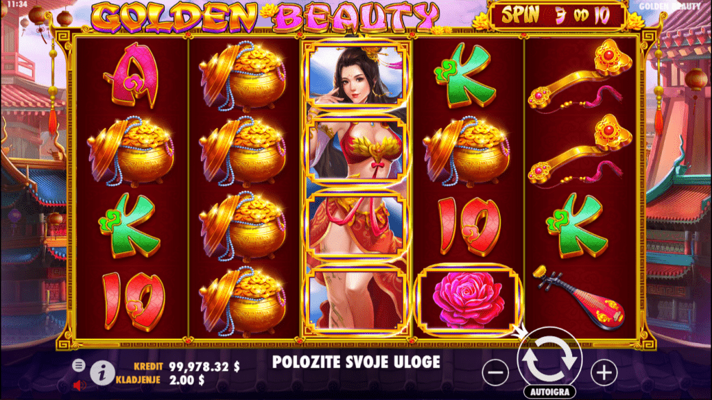 Golden Beauty, Pragmatic Play, Binti wa mfalme, Maua, Golden Beauty, Pragmatic Play