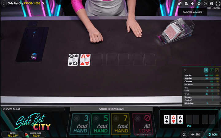 Side Bet City, bonasi ya kasino mtandaoni, live poker