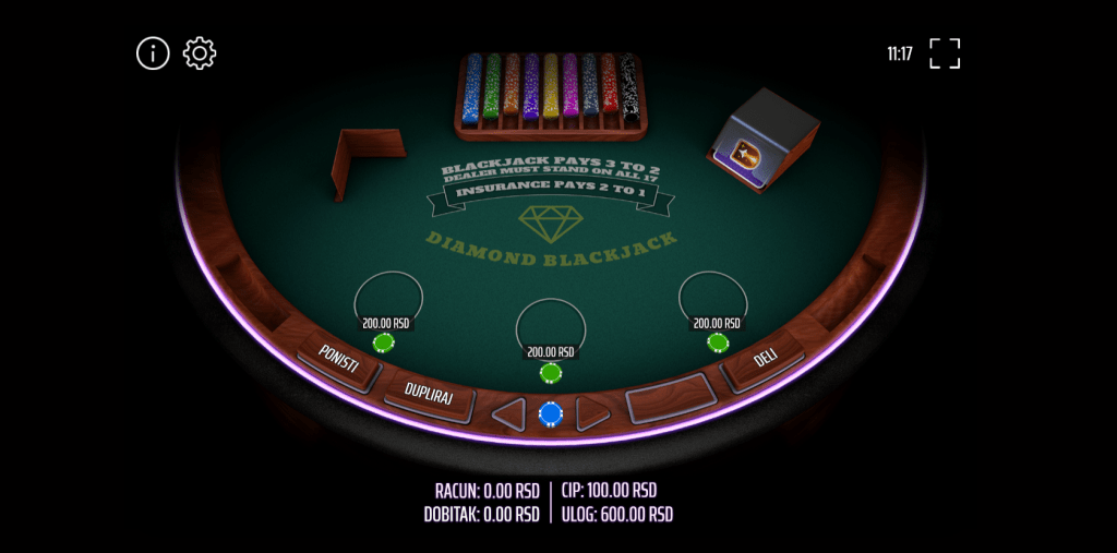 Diamond Blackjack, mikono 3, Gemu za Mb