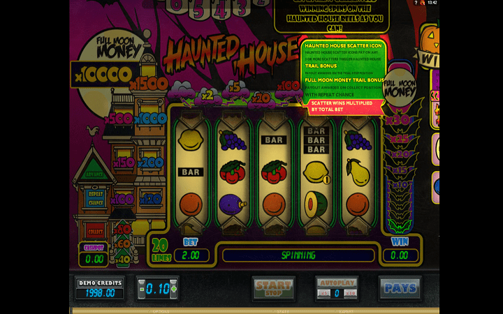 Jalada la meza lililopigwa zambarau, Haunted House, Microgaming
