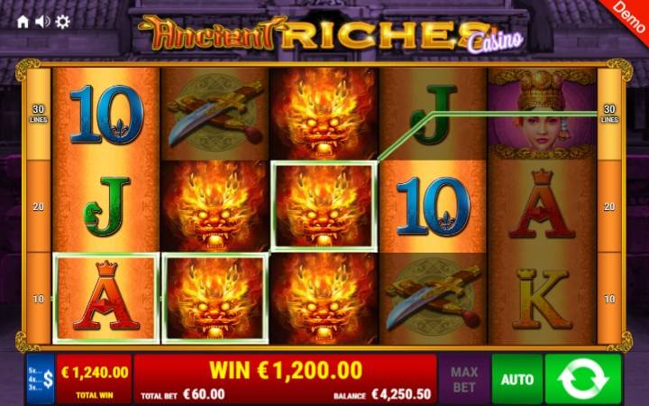 Alama za kimsingi za sloti ya Ancient Riches Casino