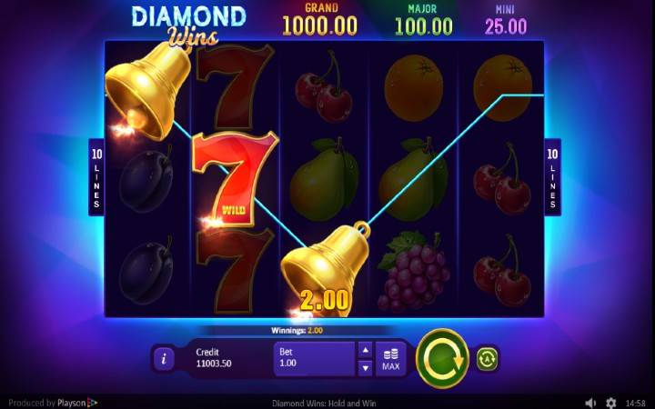Alama za sloti ya Diamond Wins: Hold and Win