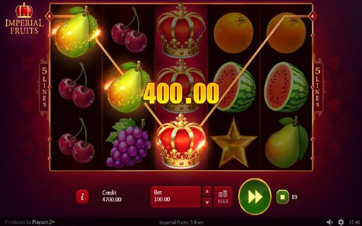 Alama za sloti ya Imperial Fruits: 5 Lines