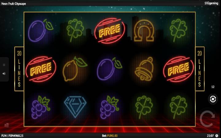 Alama za sloti ya Neon Fruit Cityscape