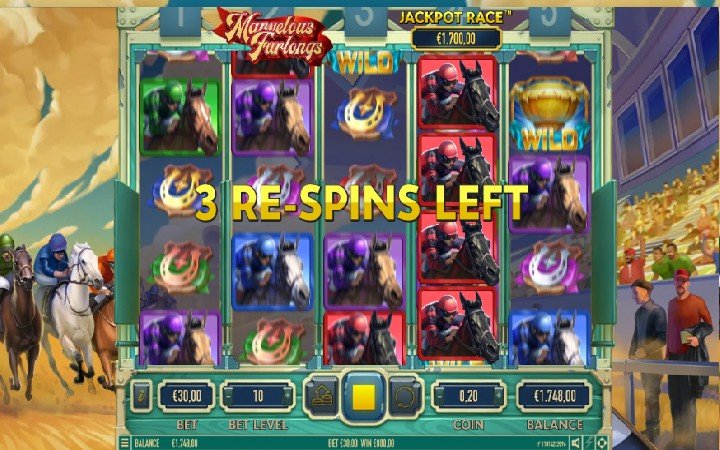Bonasi ya respin kwenye sloti ya Marvelous Furlongs