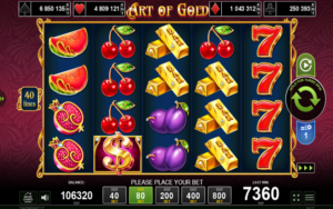 Jinsi sloti ya 'Art of Gold' inavyoonekana kwenye kasino mtandaoni.