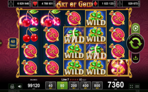 Alama ya Jokeri inavyofanya kazi kwenye sloti ya Art of Gold.