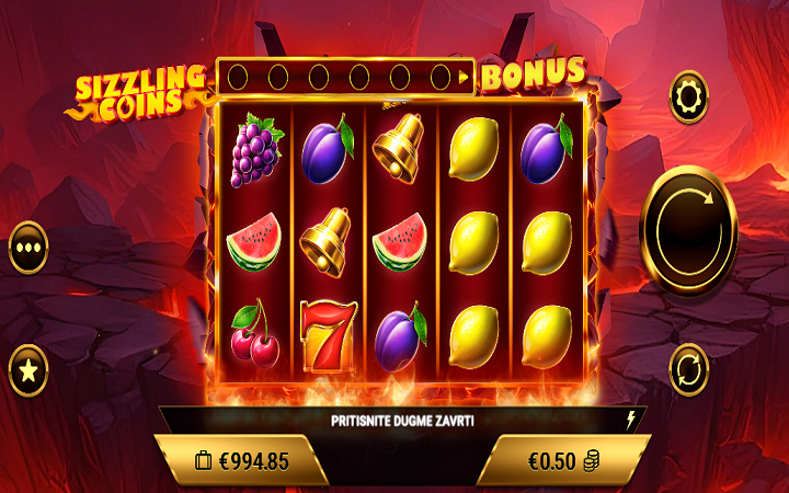 Mchezo wa casino unaoitwa "Sloti ya Sizzling Coins"