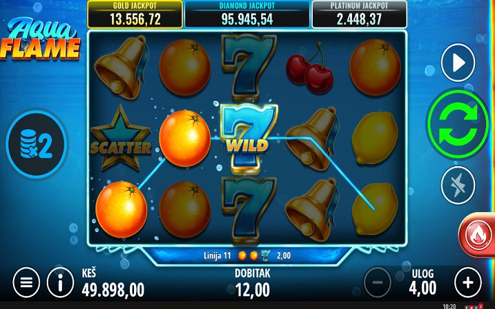 Aqua Flame, a 2 in 1 slots game.